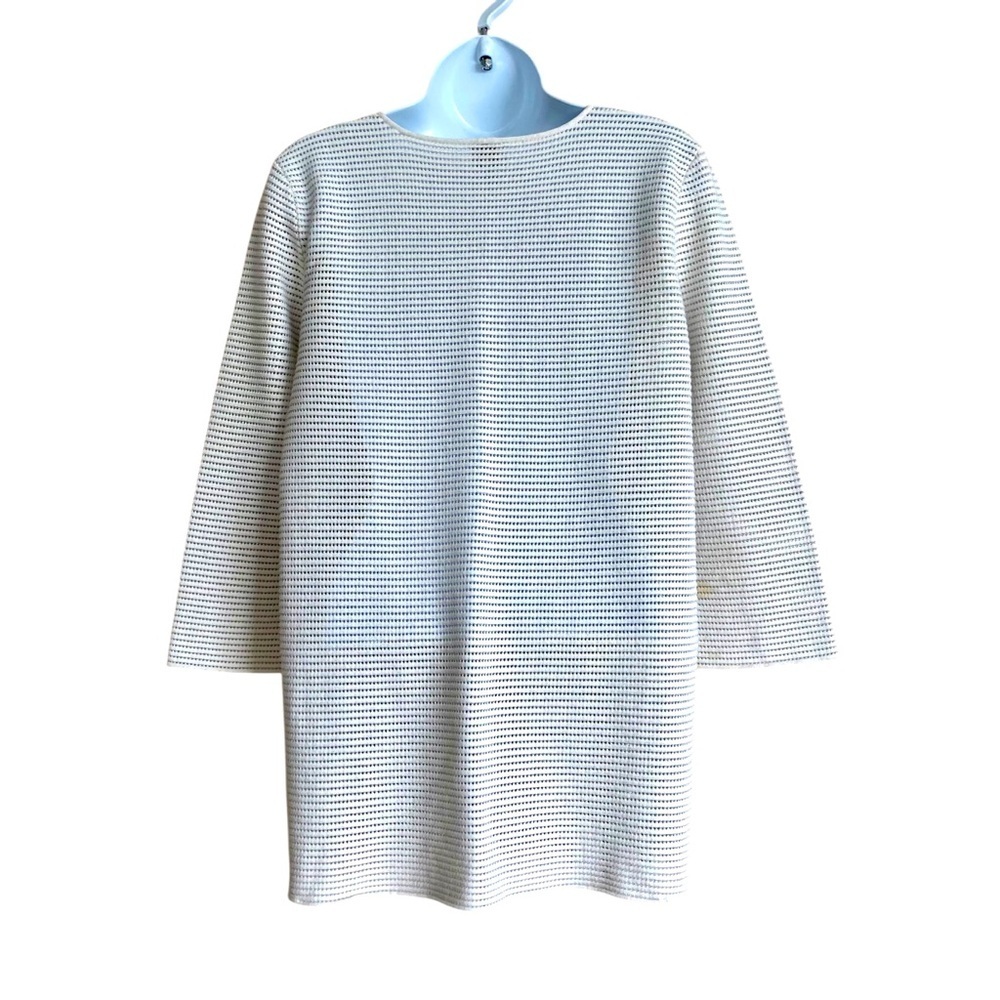 Armani Collezioni V-Neck Metallic Tunic Shirt Top Sz 12 Sweater Open Knit Summer - Picture 2 of 13